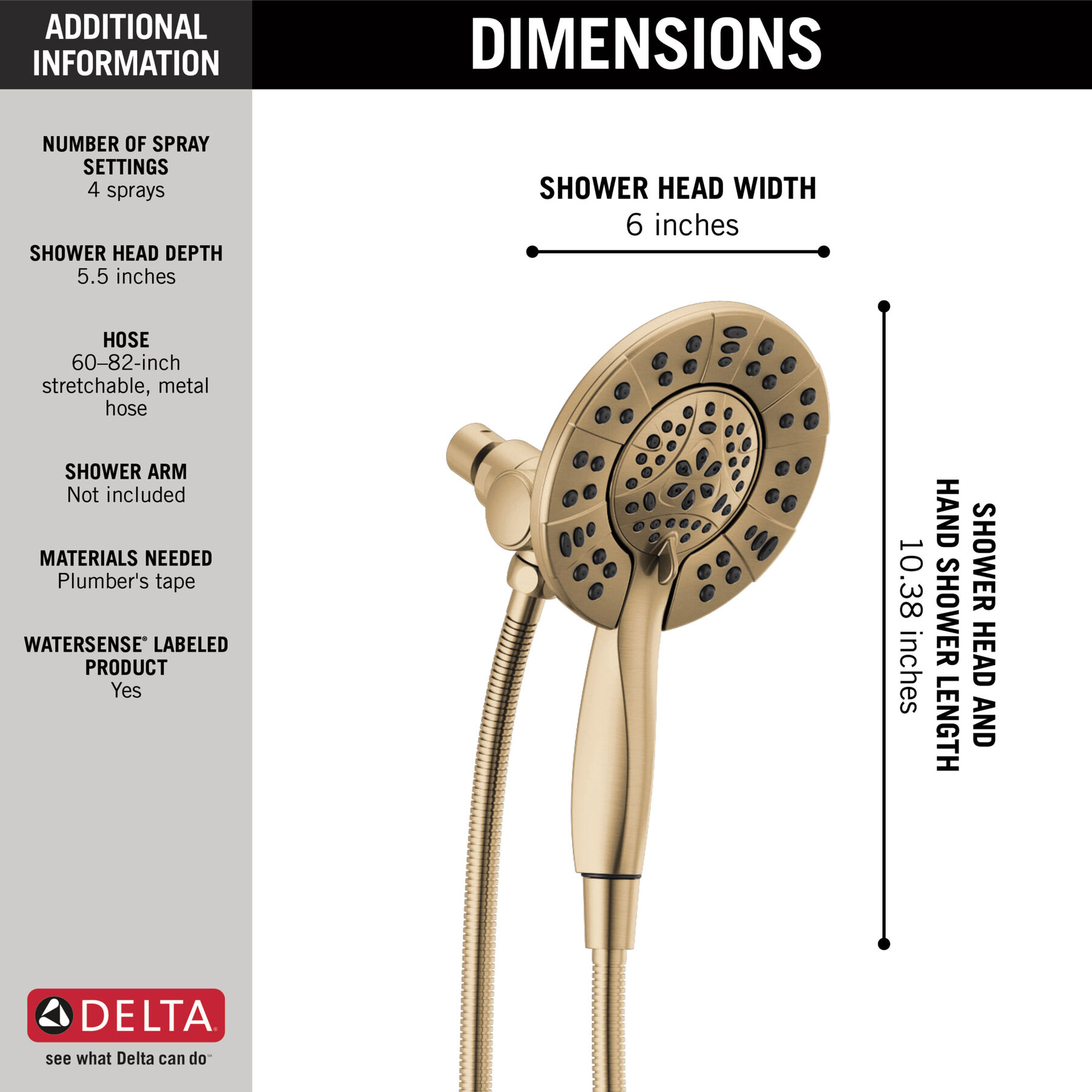 Ducha y ducha manual de 4 ajustes In2ition de 1.75GPM (producto recertificado), imagen 7