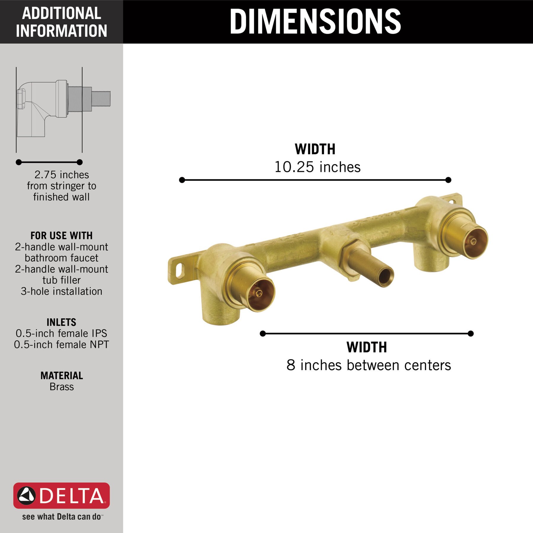 Conjunto interior para llave de dos manijas de montaje en pared, imagen 1