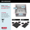 Lavabo de cocina para barra/preparación de alimentos tipo estación de trabajo con un receptáculo de acero inoxidable calibre 16 de 17" de montaje bajo encimera, con reborde WorkFlow™ y accesorios