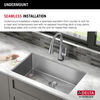 Lavabo de cocina con un receptáculo de acero inoxidable de 30" de montaje bajo encimera con accesorios