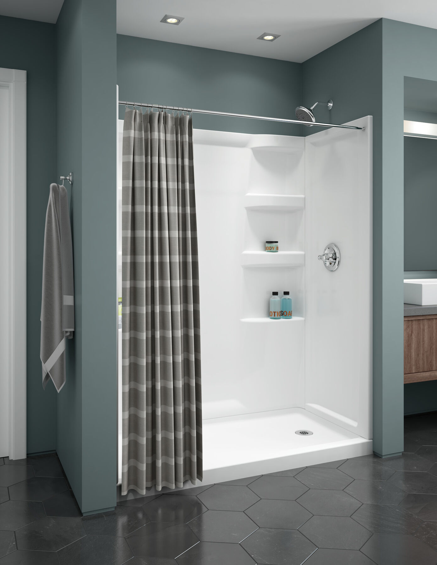 Base para ducha Haywood de 60" x 30" con desagüe derecho, imagen 3