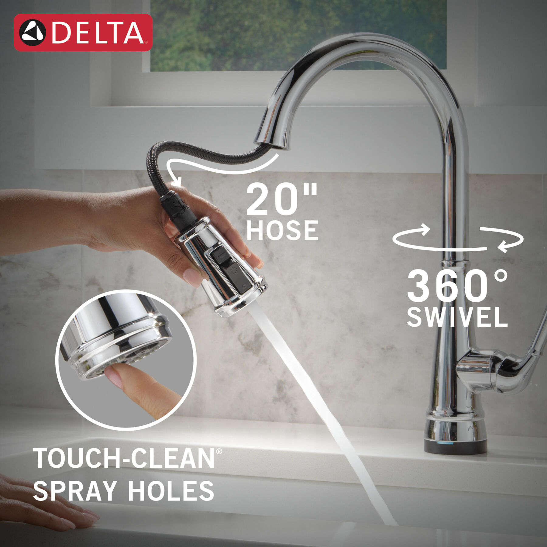 Single Handle Pull-Down Kitchen Faucet with Touch<sub>2</sub>O® Technology and ShieldSpray® Technologies, image 7
