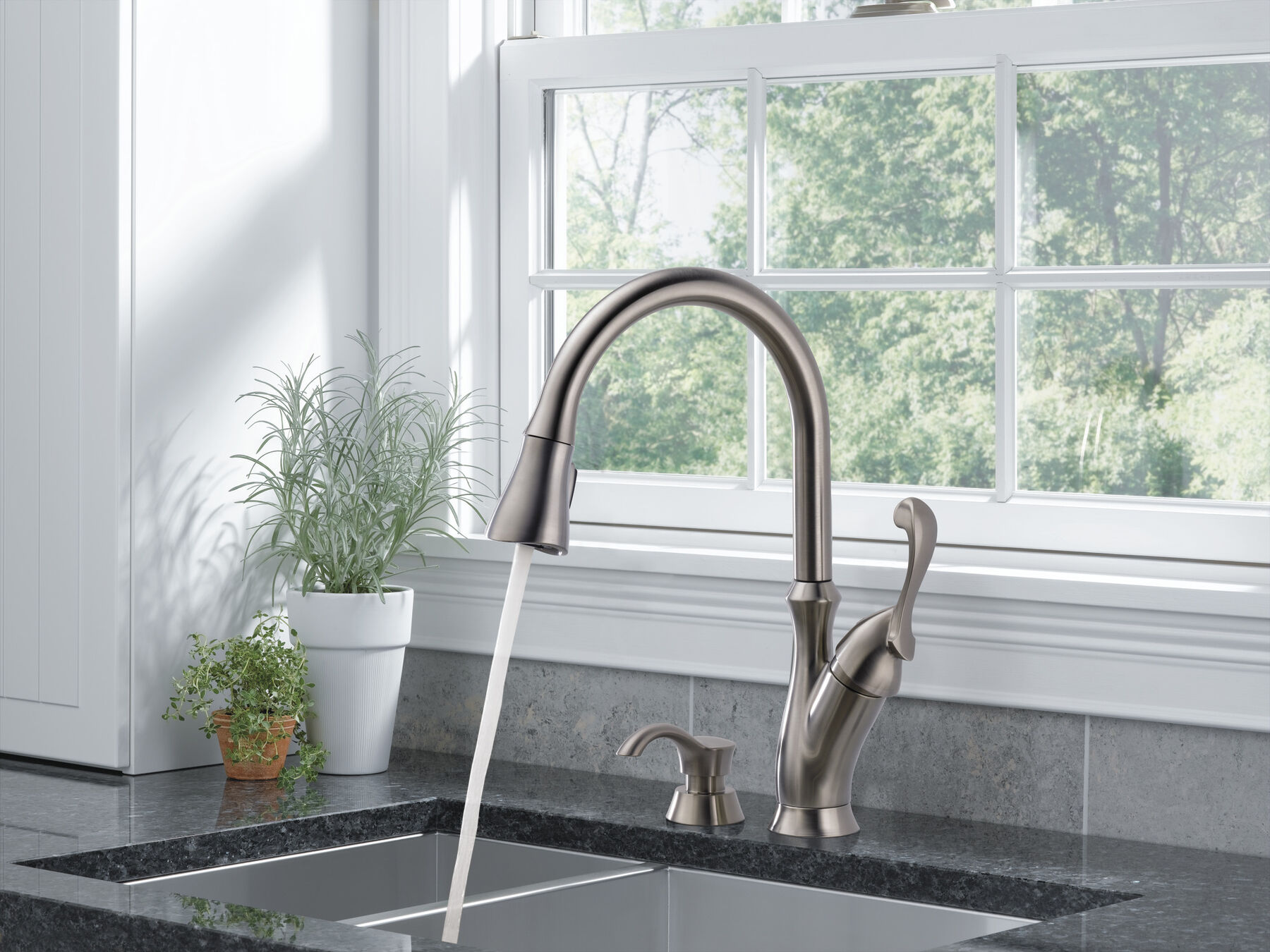 Llave para cocina monomando extensible con dispensador de jabón, imagen 8