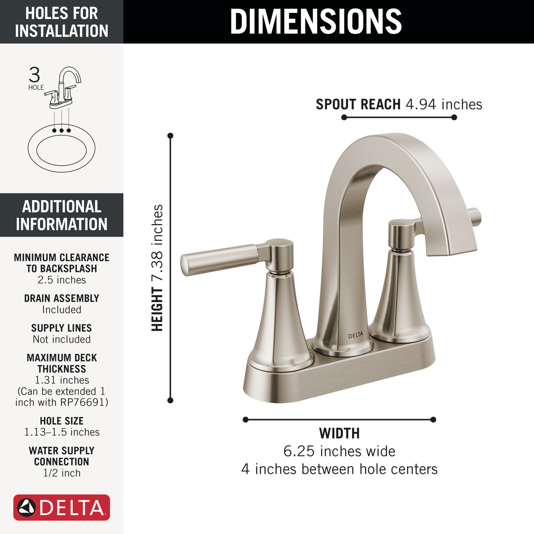 Llave para baño de combinación con dos manijas, imagen 1