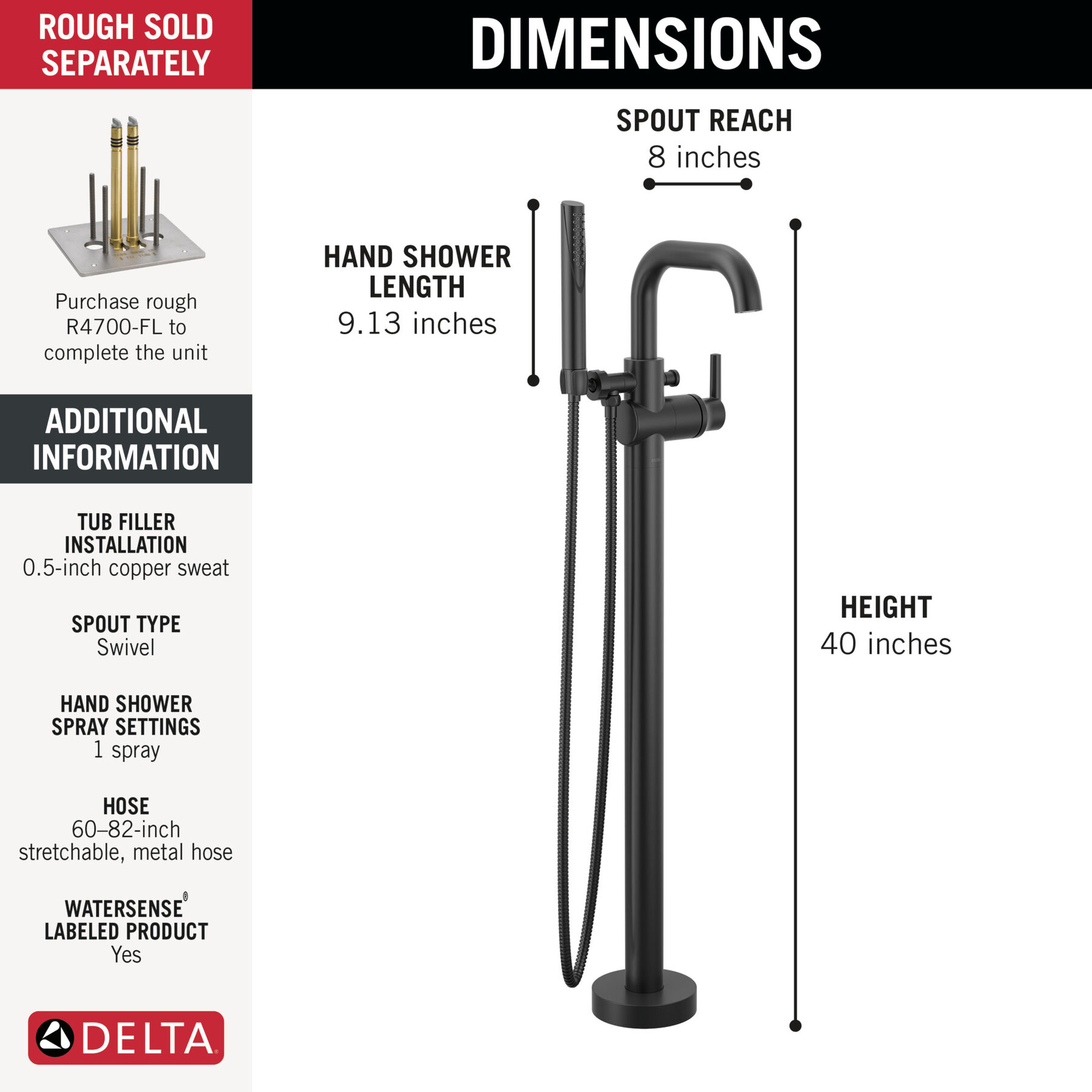 Floor Mount Tub Filler, image 1
