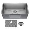 Lavabo de cocina con un receptáculo de acero inoxidable de 30" de montaje bajo encimera con accesorios