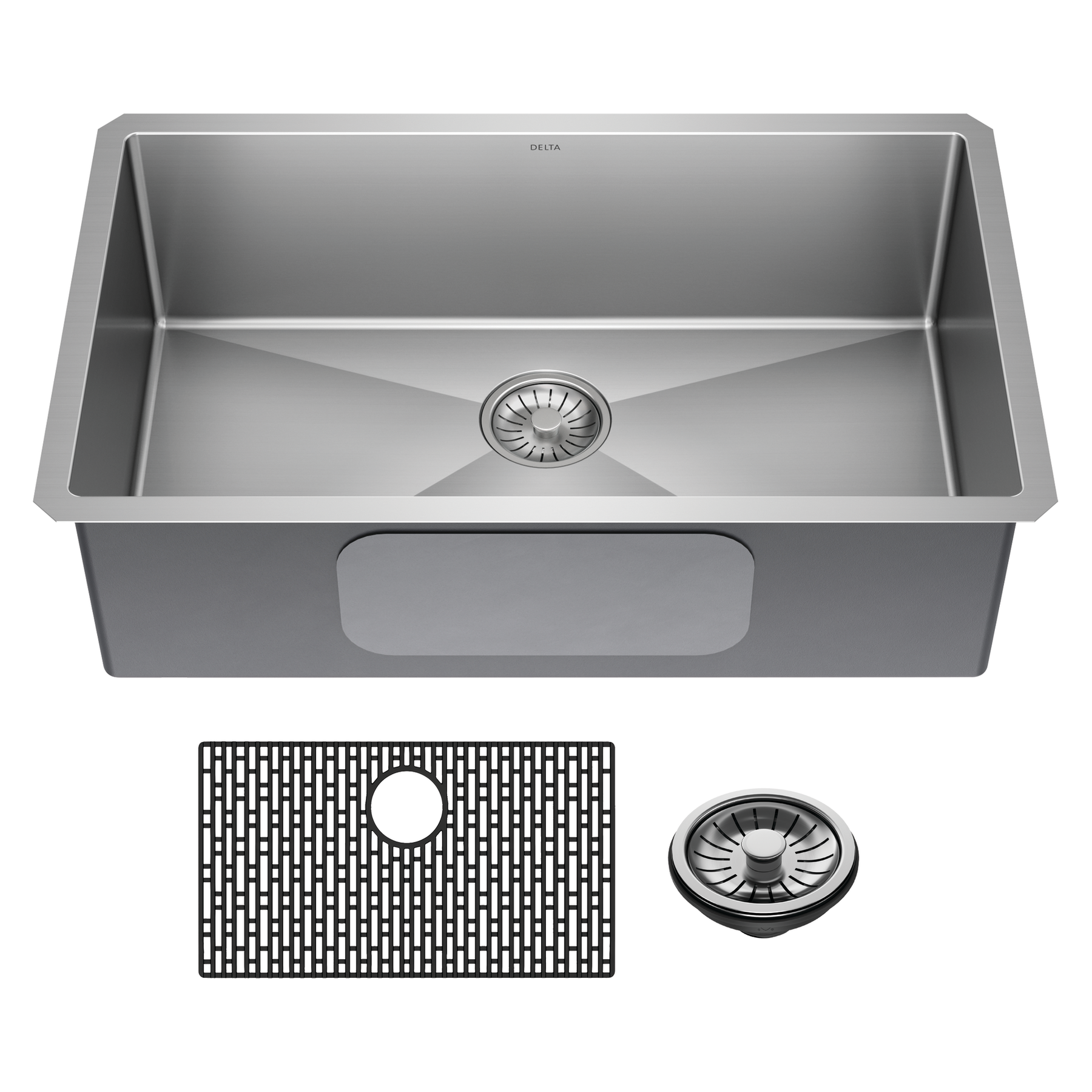 Lavabo de cocina con un receptáculo de acero inoxidable de 30" de montaje bajo encimera con accesorios