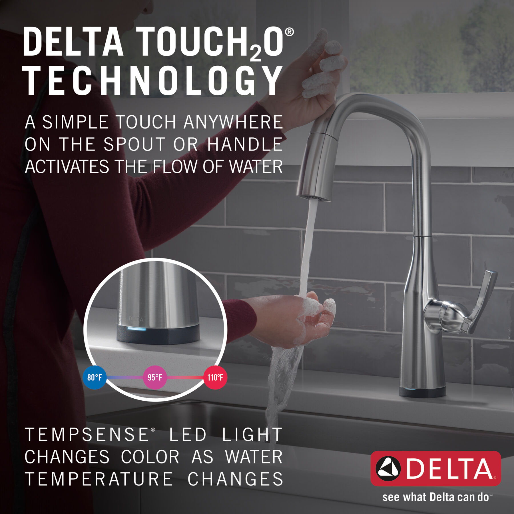 Llave para cocina monomando extensible con tecnología Touch<sub>2</sub>O®, imagen 8