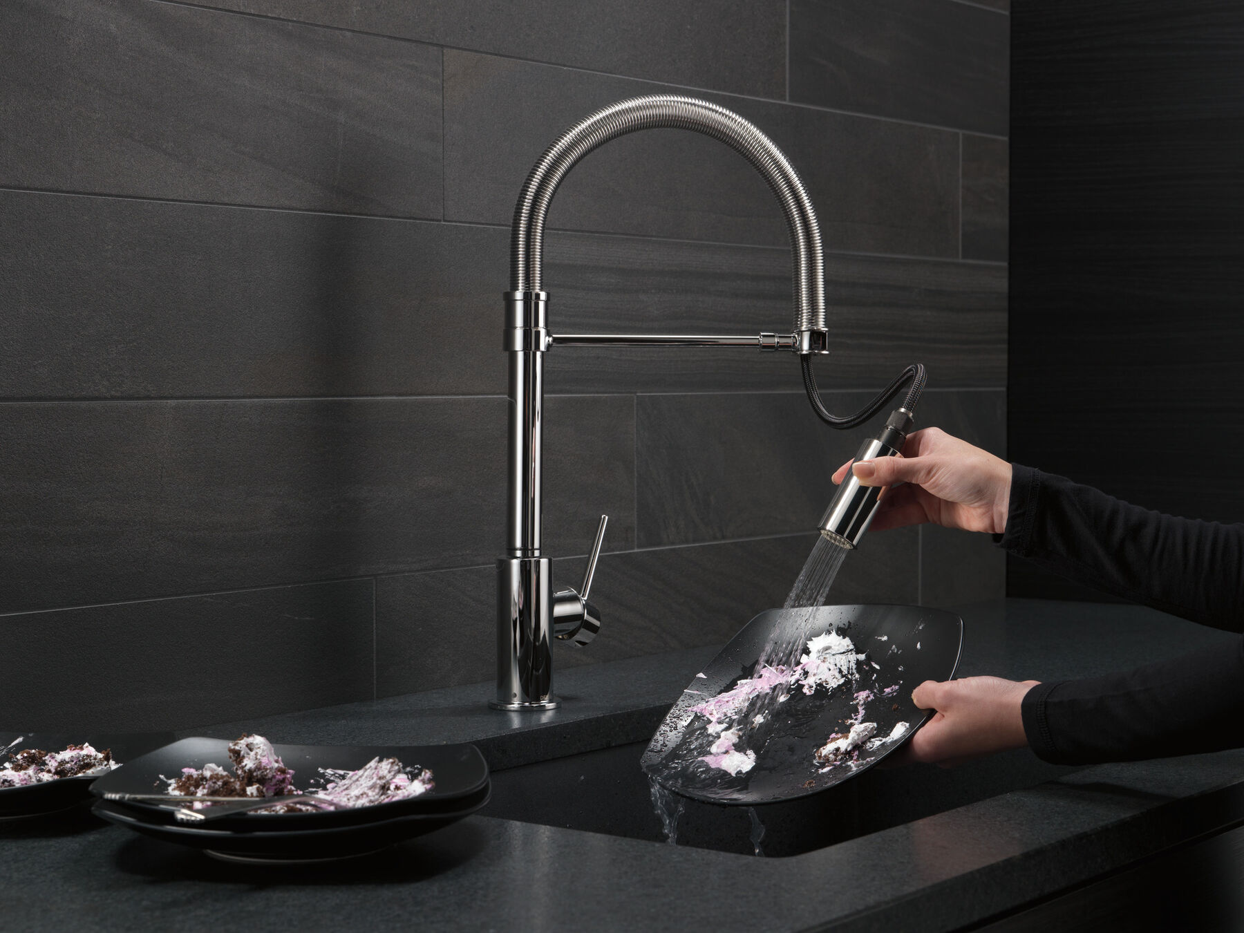 Single-Handle Pull-Down Spring Kitchen Faucet, image 16