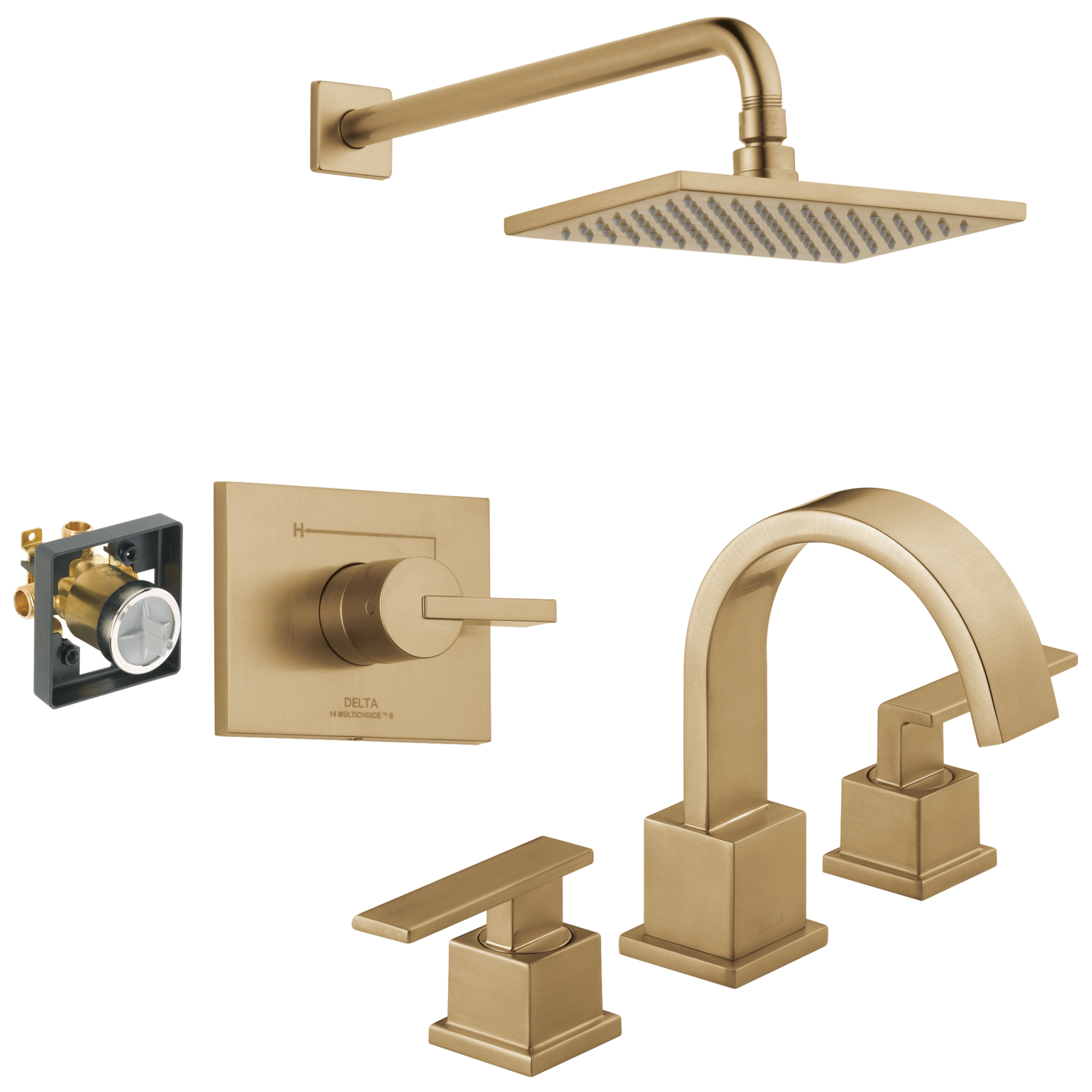 Widespread Lavatory Faucet with Shower Trim and Rough Bundle - 14 Series