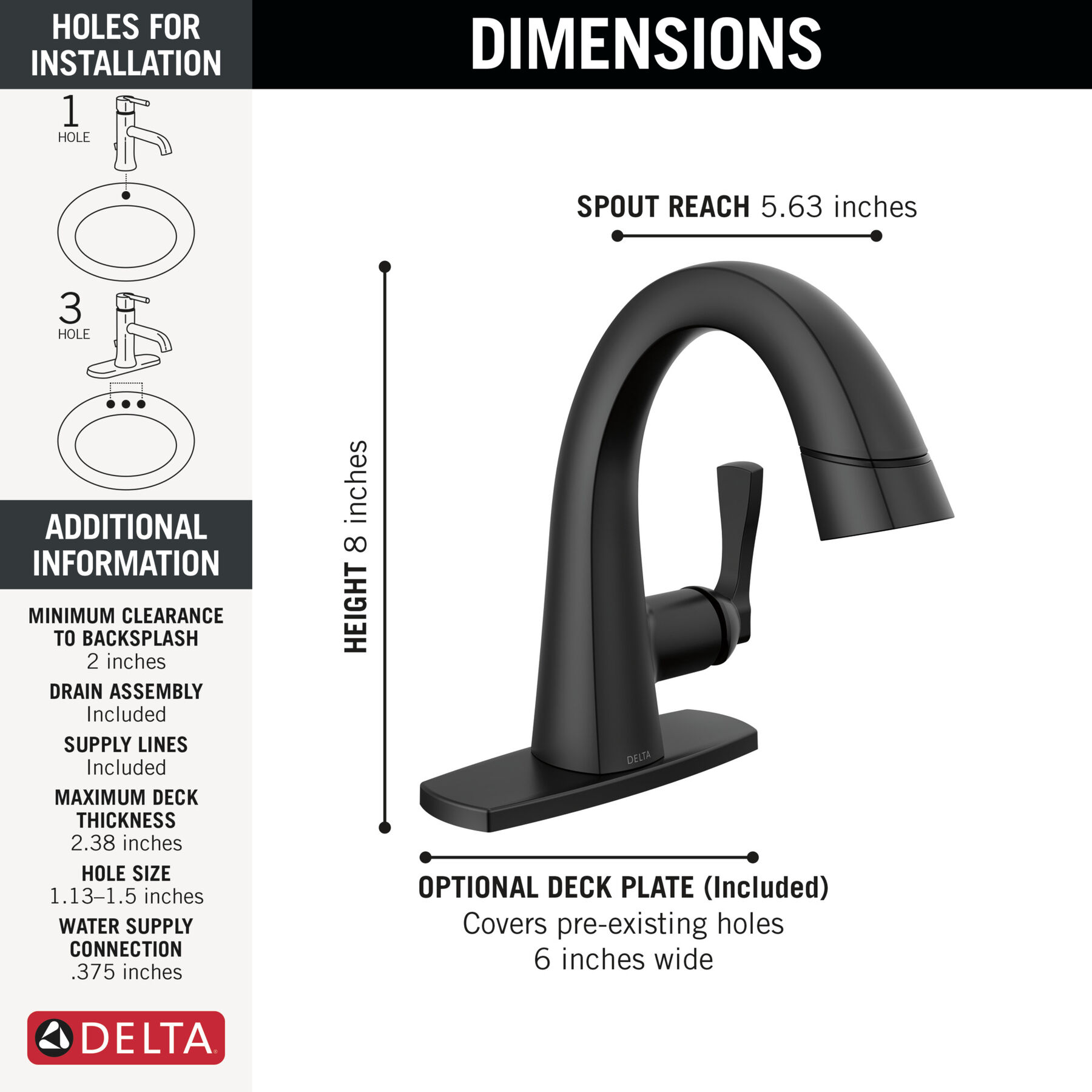 Llave para baño extensible de una manija Stryke®, imagen 1