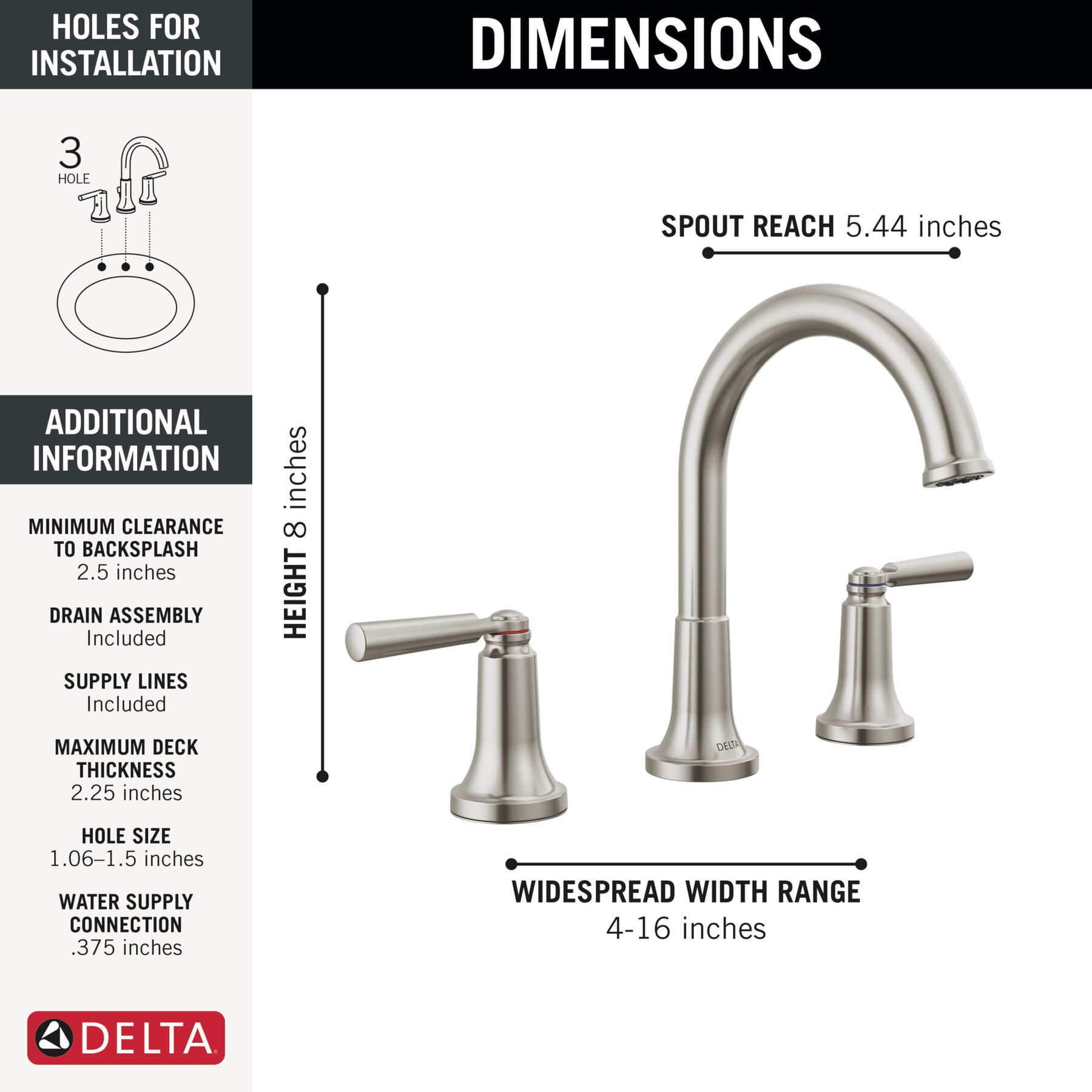 Llave para baño de extensión con dos manijas (producto recertificado), imagen 1
