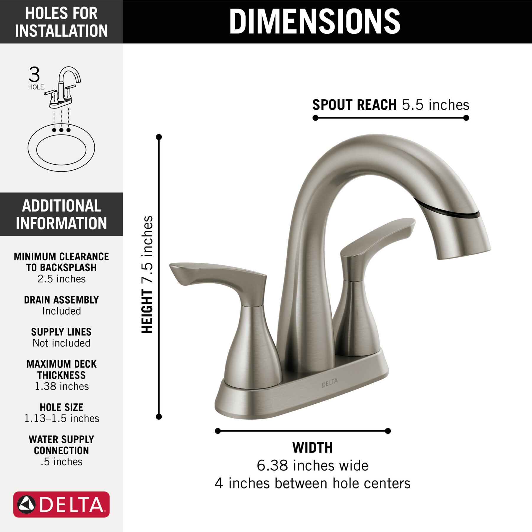 Llave para baño extensible de combinación de dos manijas, imagen 2