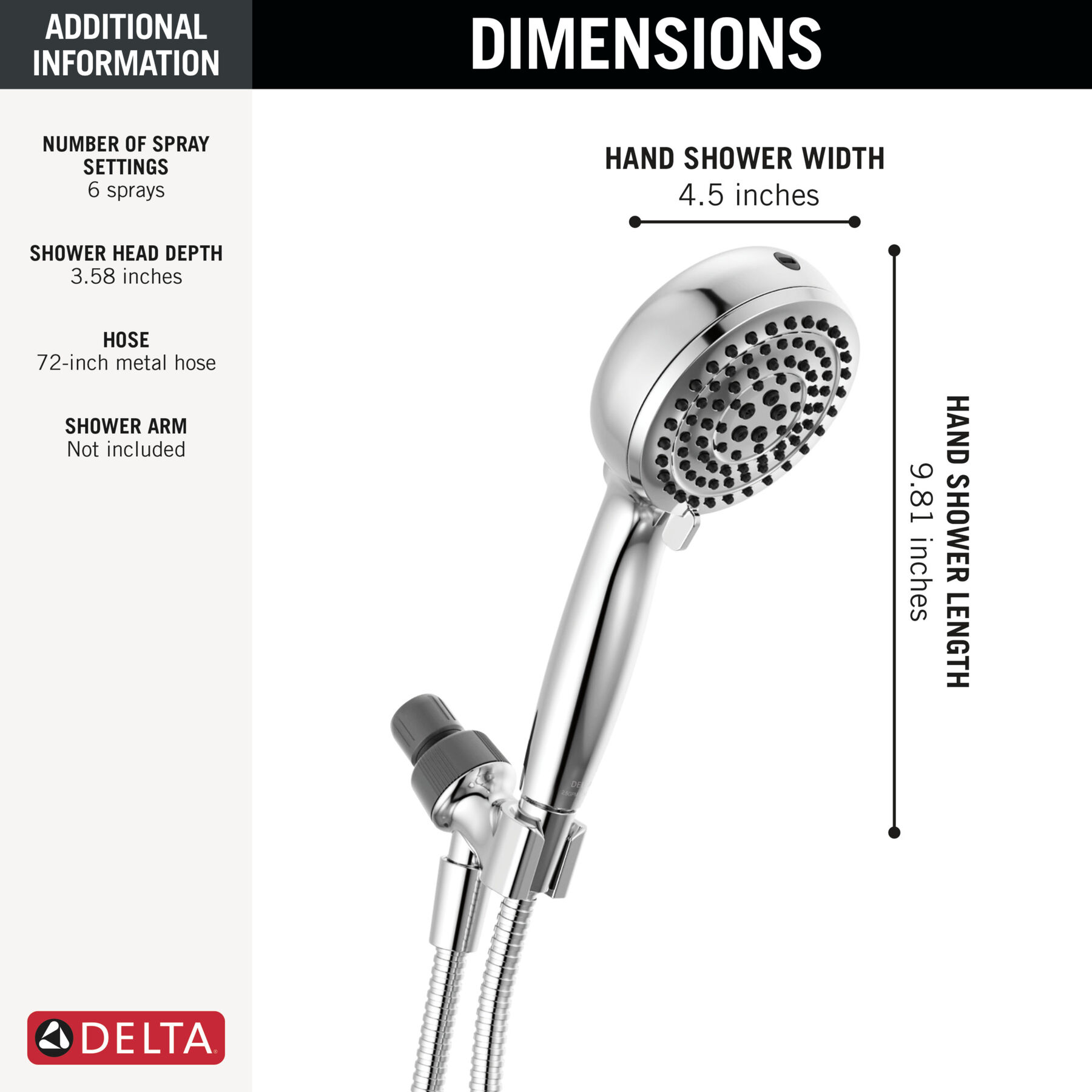 Ducha manual de 6 ajustes con rociado de limpieza, imagen 4