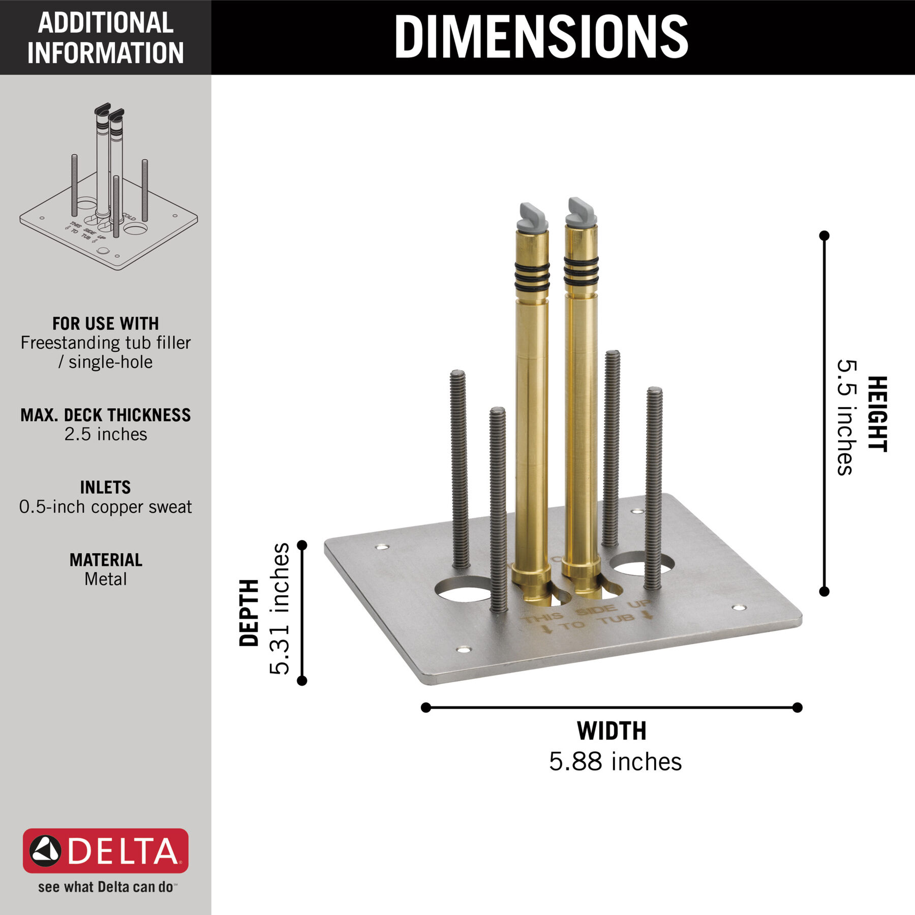 Conjunto interior para llave de llenado para bañera de montaje en piso (producto recertificado), imagen 2