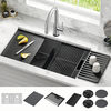 Lavabo de cocina tipo estación de trabajo con dos receptáculos calibre 16 de 33" de montaje bajo encimera, con reborde WorkFlow™ y accesorios