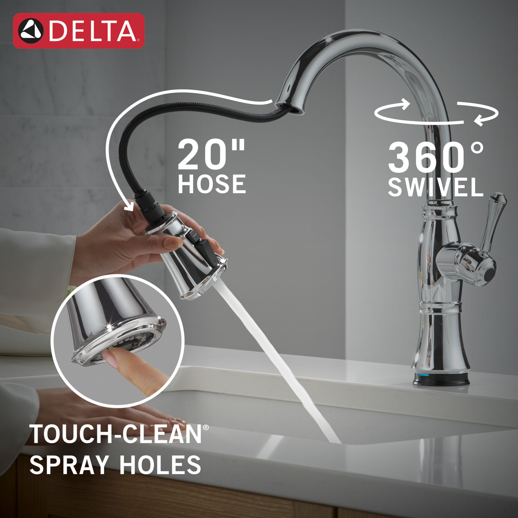 Touch<sub>2</sub>O® Technology Kitchen Faucet with Touchless Technology, image 7