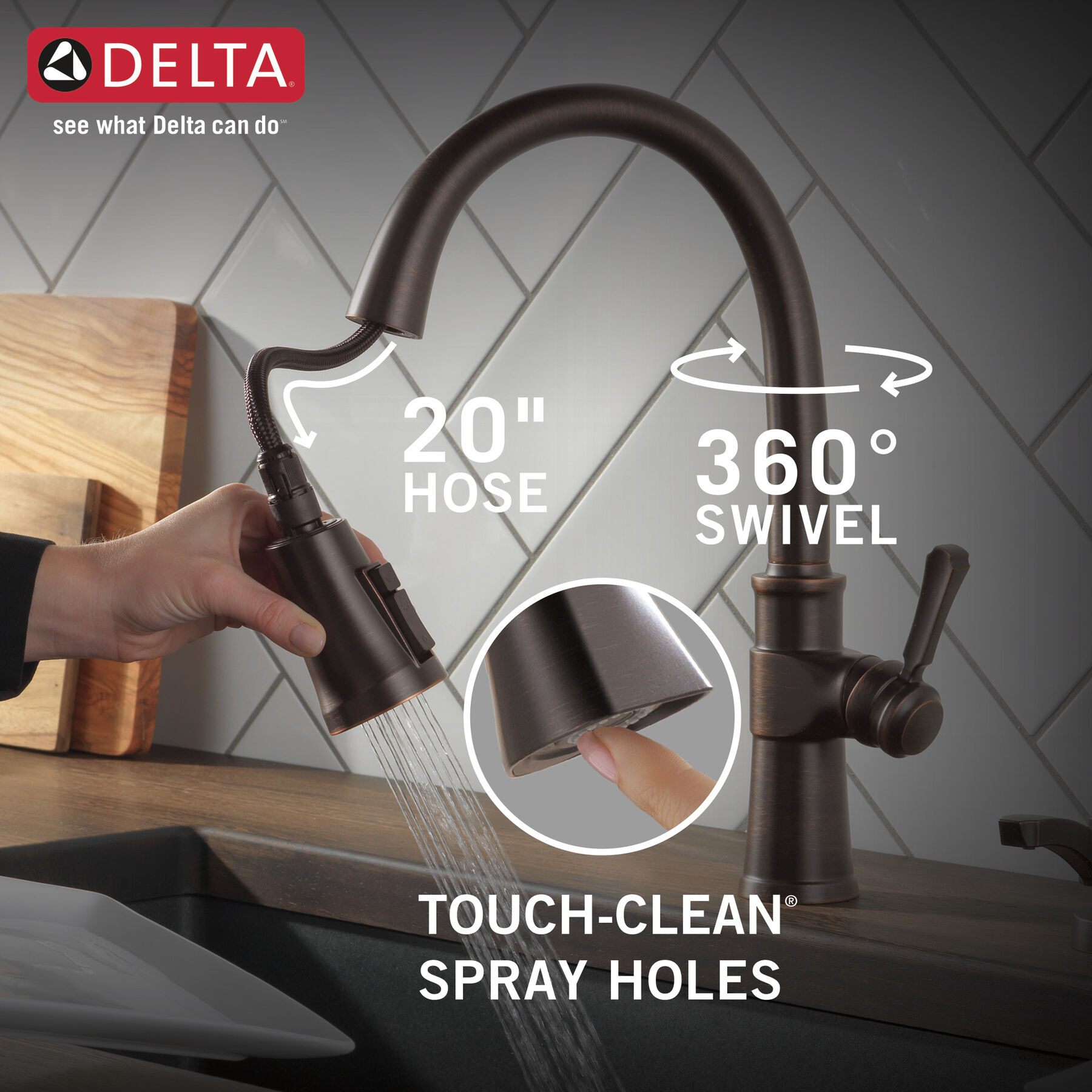 Llave para cocina monomando extensible con dispensador de jabón y tecnología ShieldSpray®, imagen 5