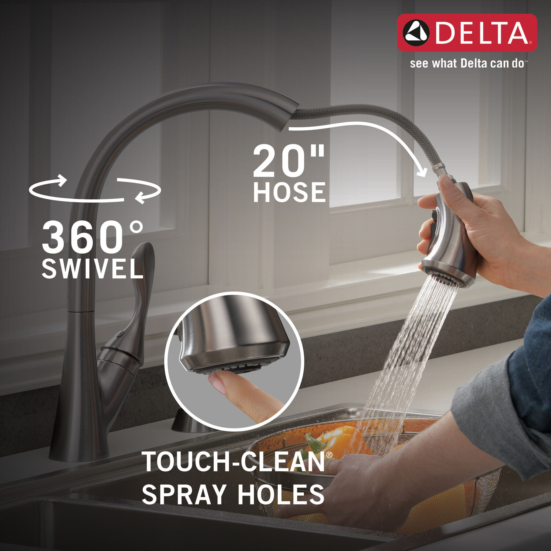 Llave para cocina monomando extensible con dispensador de jabón y tecnología ShieldSpray®, imagen 7