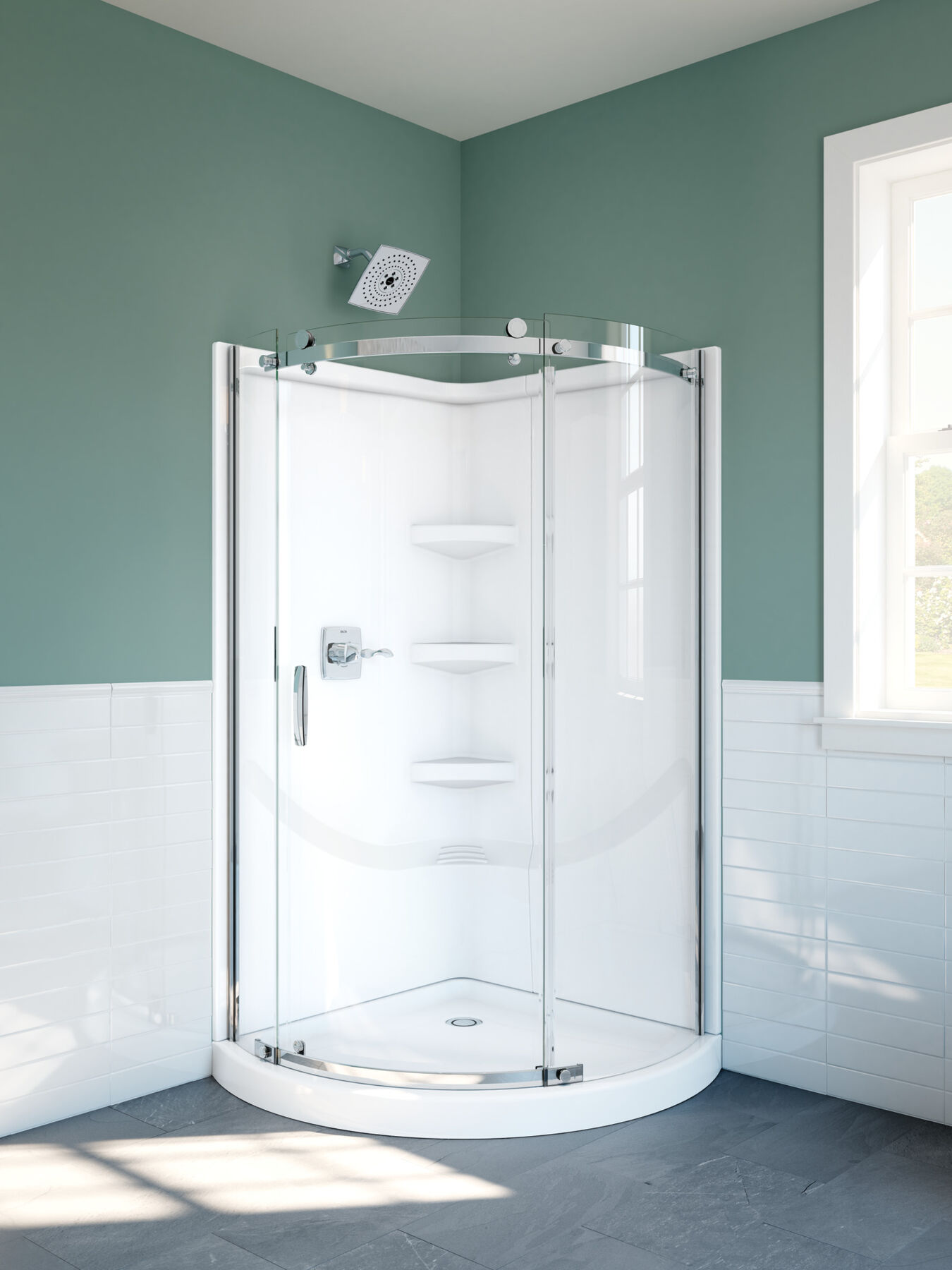 Shower Base with Wall and Enclosure Bundle, image 1