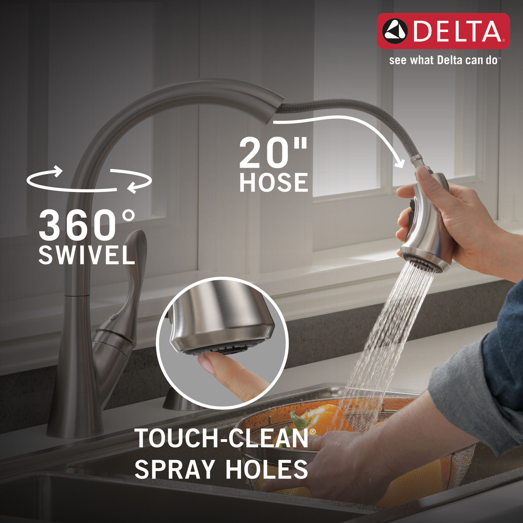 Llave para cocina monomando extensible con dispensador de jabón y tecnología ShieldSpray® (producto recertificado), imagen 2