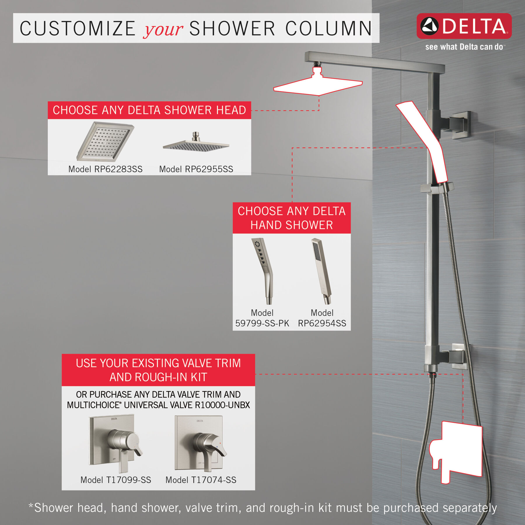 Shower Column 18" Angular (Recertified), image 3
