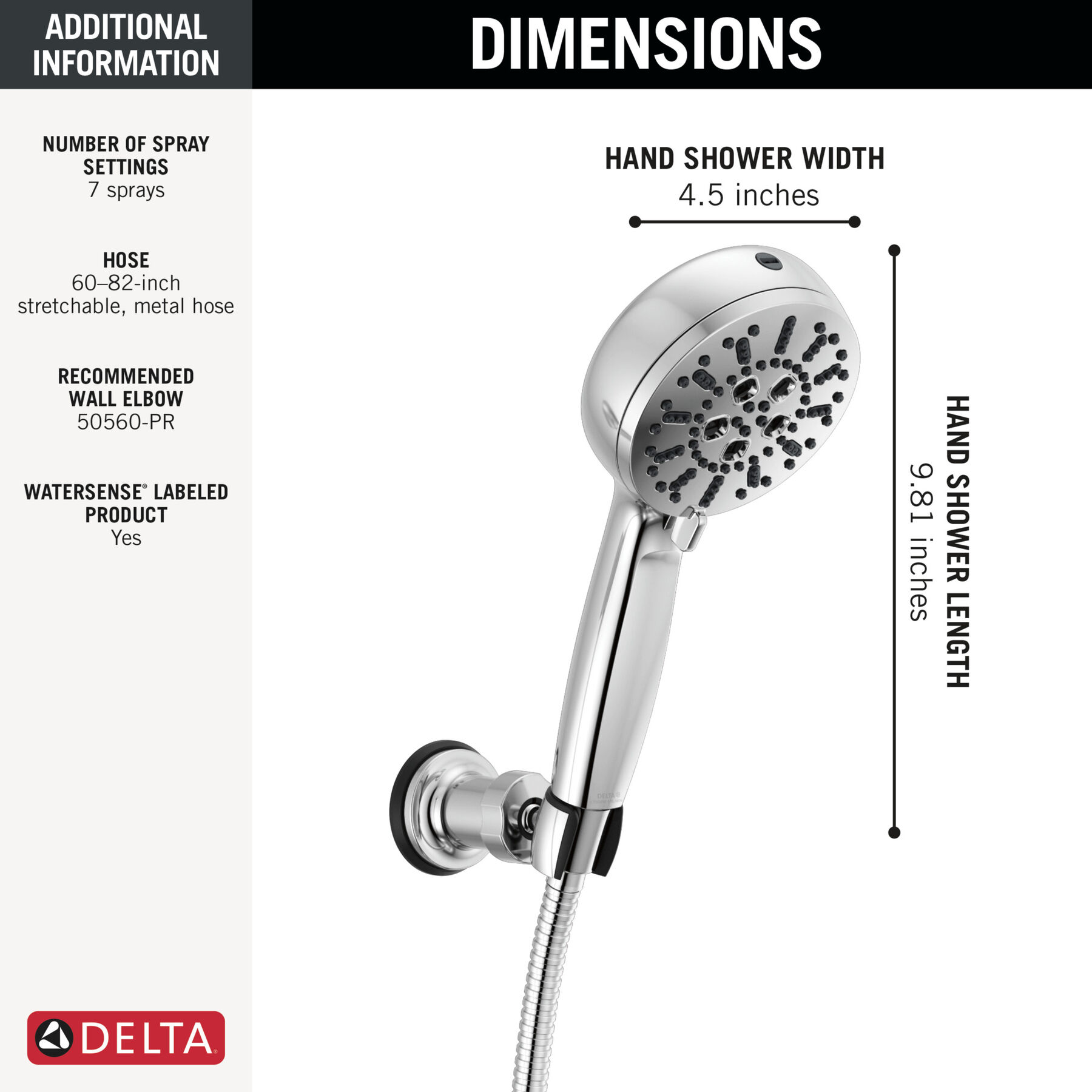 7-Setting Wall Mount Hand Shower with Cleaning Spray, image 12