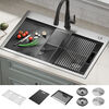 Lavabo de cocina tipo estación de trabajo con dos receptáculos de acero inoxidable 50/50 calibre 16 de 33" de montaje superior encastrado, con reborde WorkFlow™ y accesorios