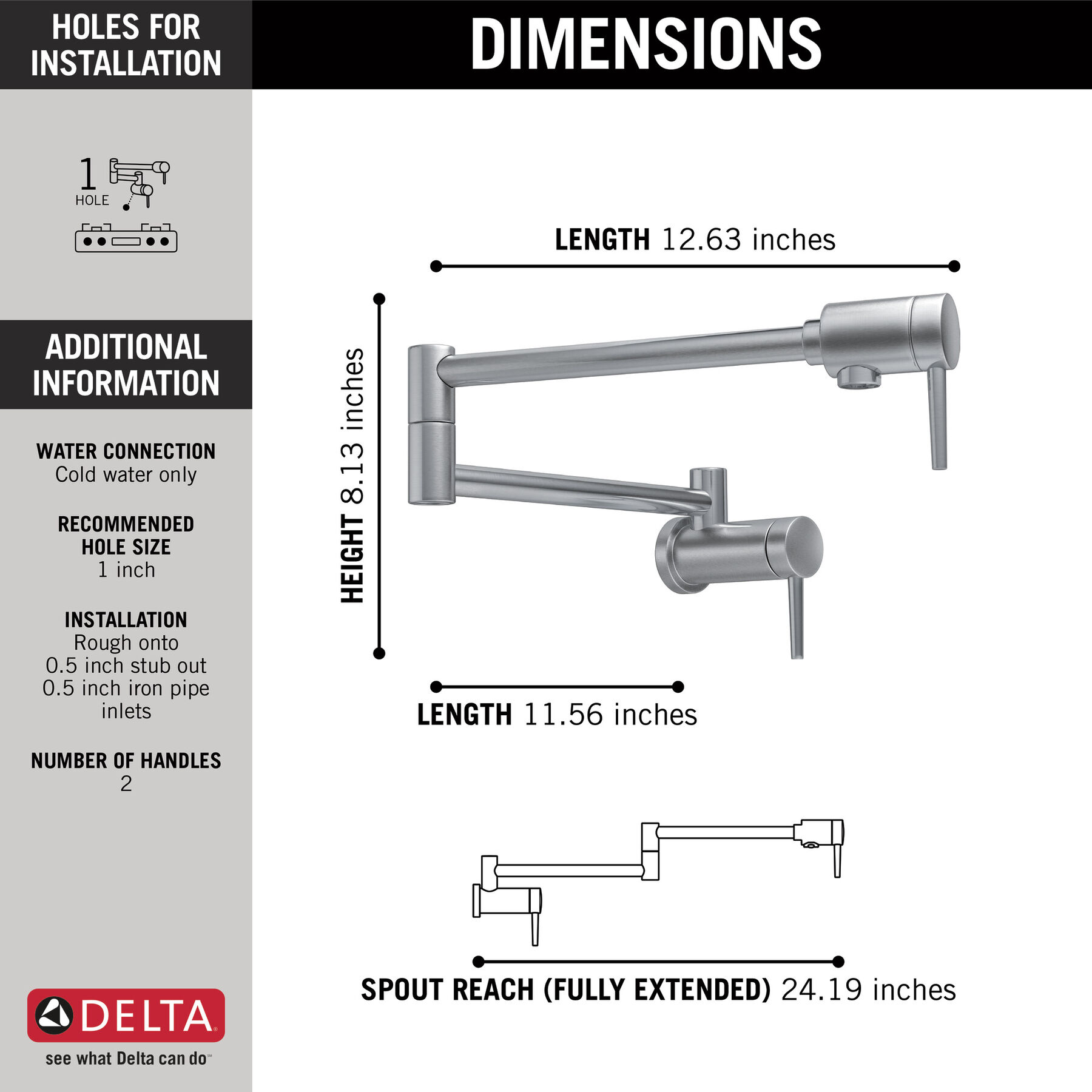Llave para llenar ollas contemporánea para montaje en pared, imagen 1