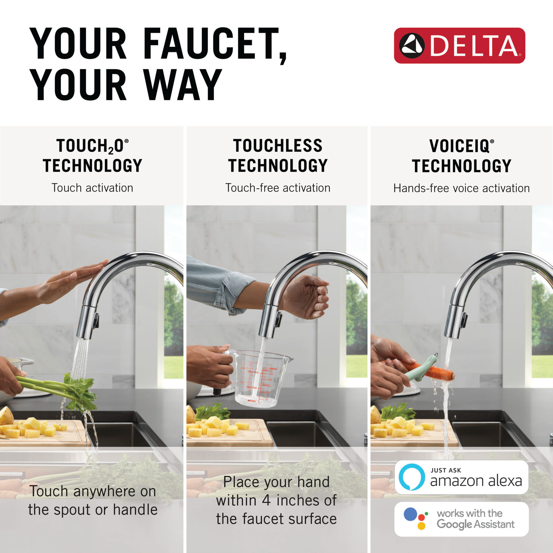 Touch2O with Touchless and VoiceIQ® Technology Single Handle Pull-Down Kitchen Faucet with Soap Dispenser, image 8