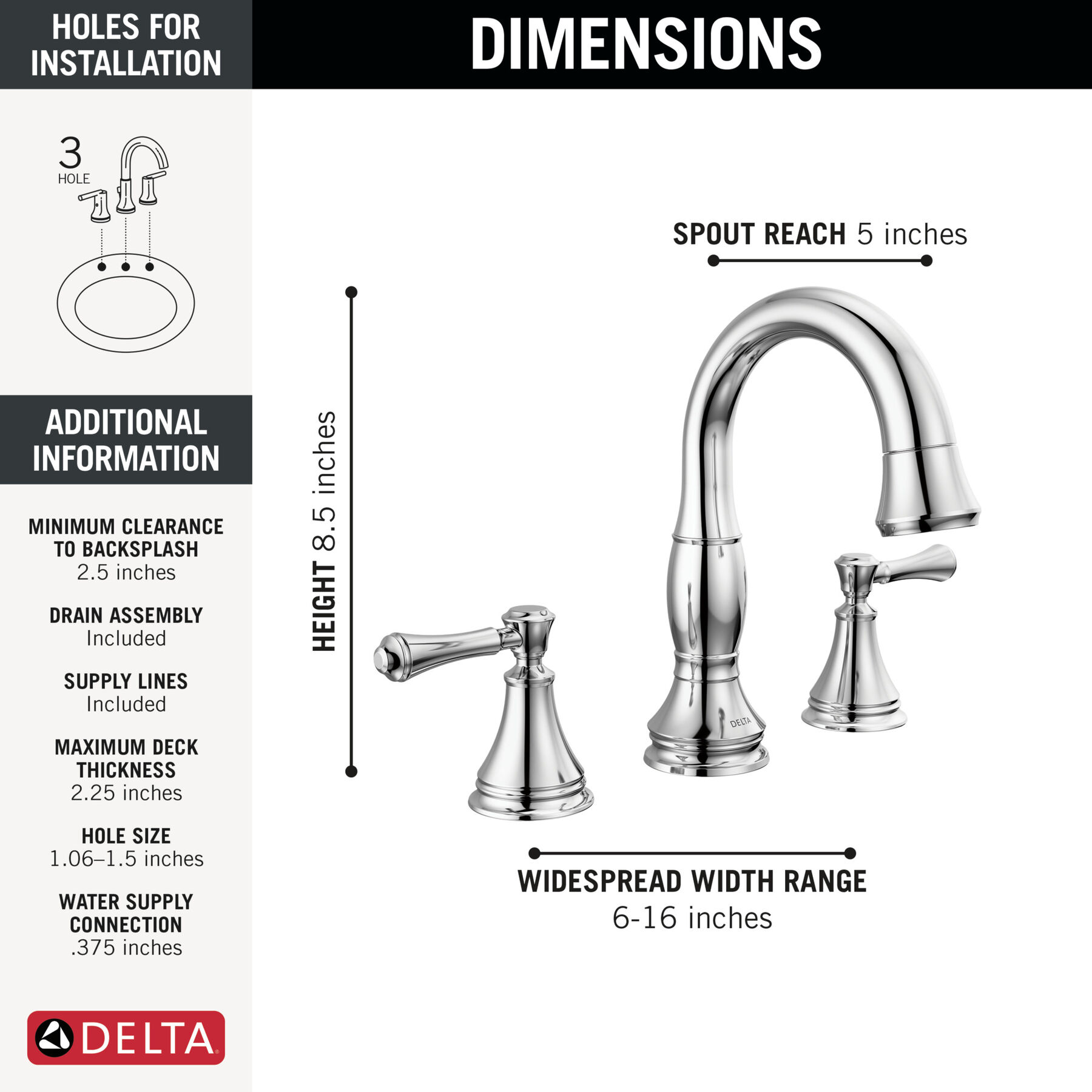 Llave para baño extensible independiente de dos manijas, imagen 1