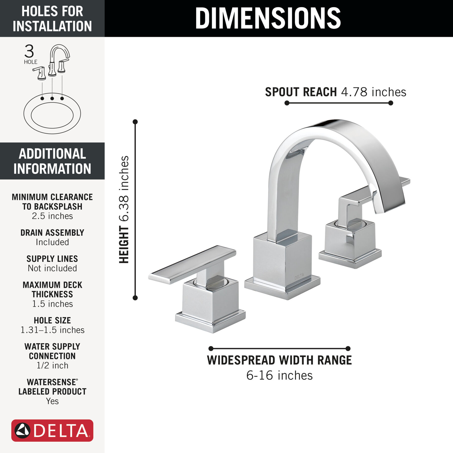 Llave para baño de extensión con dos manijas, imagen 1
