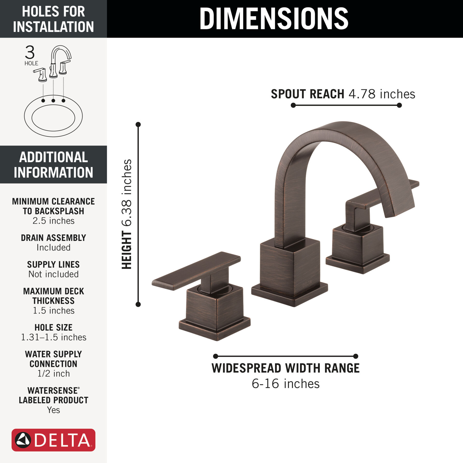 Widespread Lavatory Faucet with Shower Trim and Rough Bundle - 14 Series, image 1