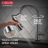 Llave para cocina monomando extensible con tecnología Touch<sub>2</sub>O®