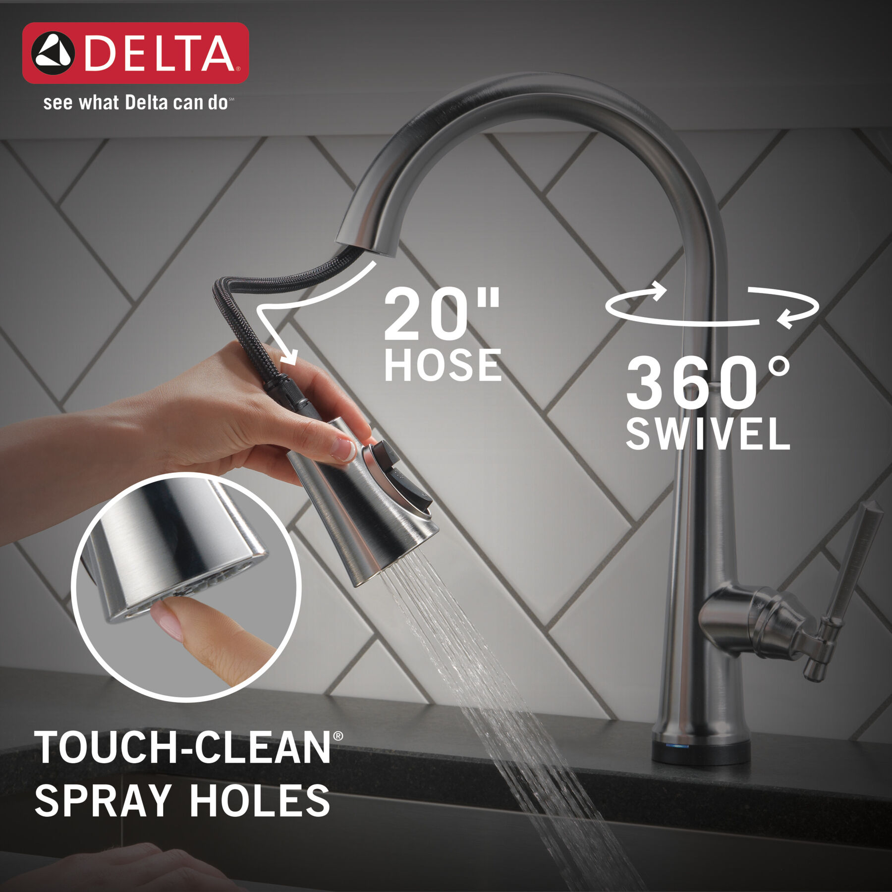 Llave para cocina monomando extensible con tecnología Touch<sub>2</sub>O®, imagen 14