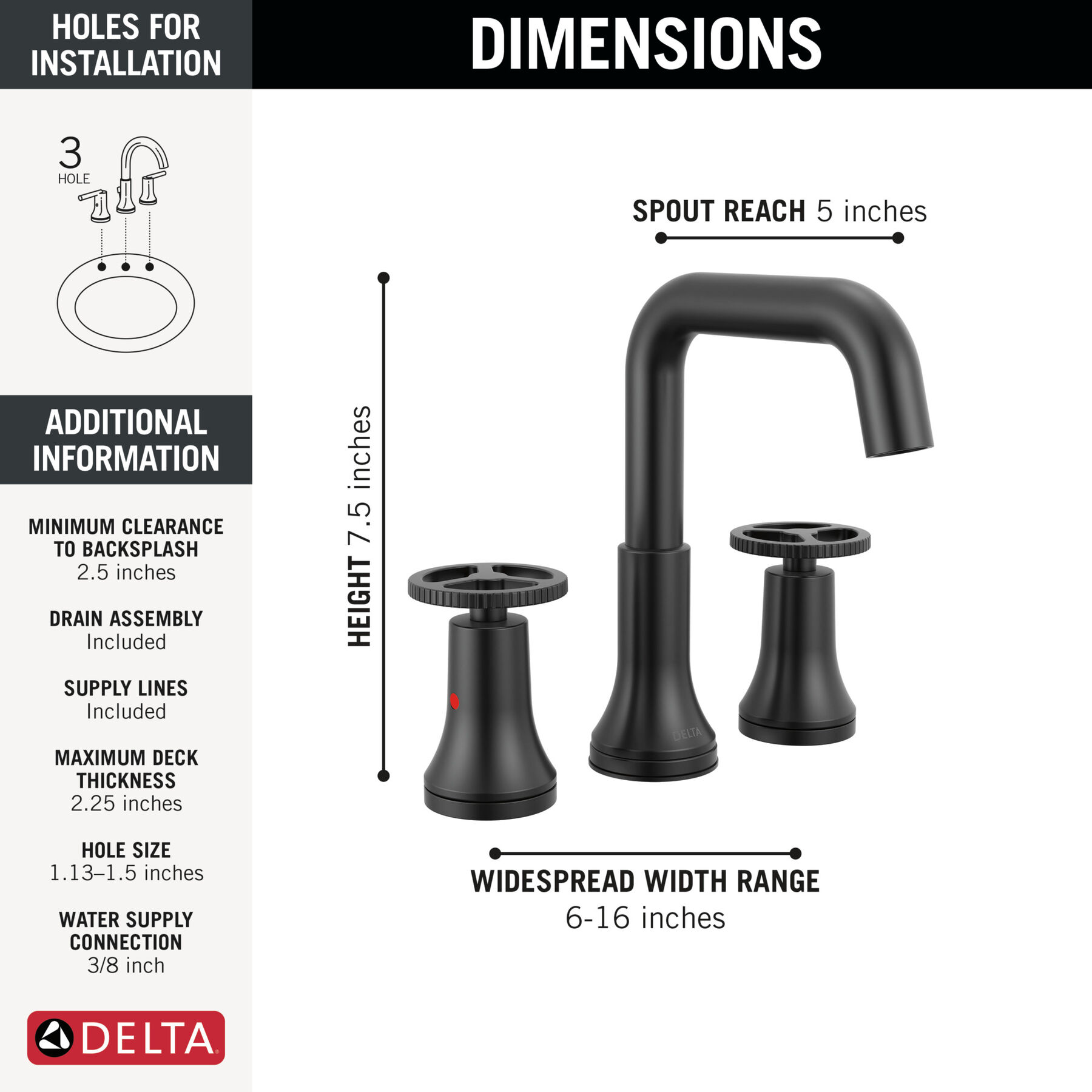 Llave para baño de extensión con dos manijas, imagen 1