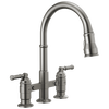 Llave para cocina tipo puente extensible con dos manijas