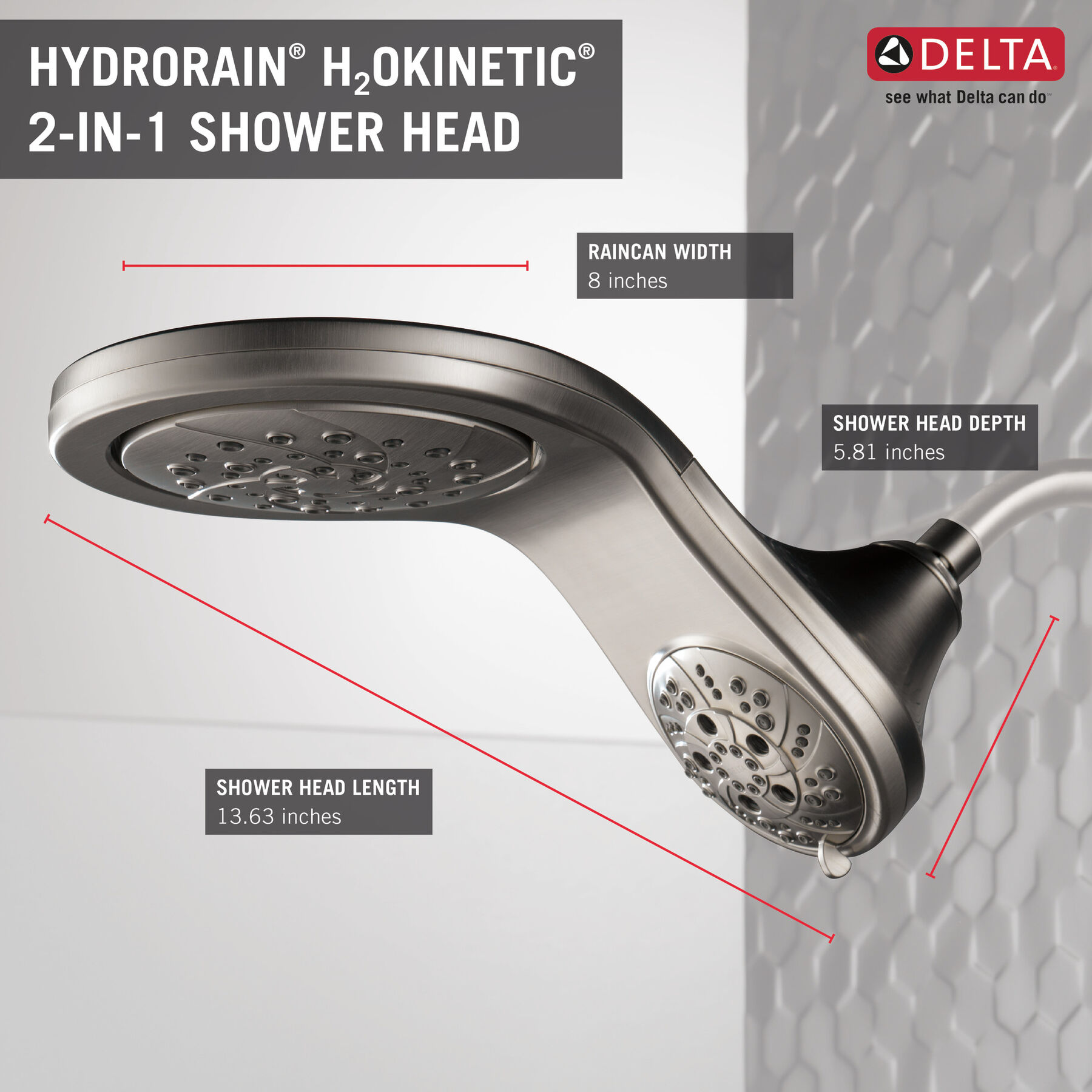 Ducha dos en uno H<sub>2</sub>Okinetic® HydroRain® In2ition® de 5 funciones, imagen 3