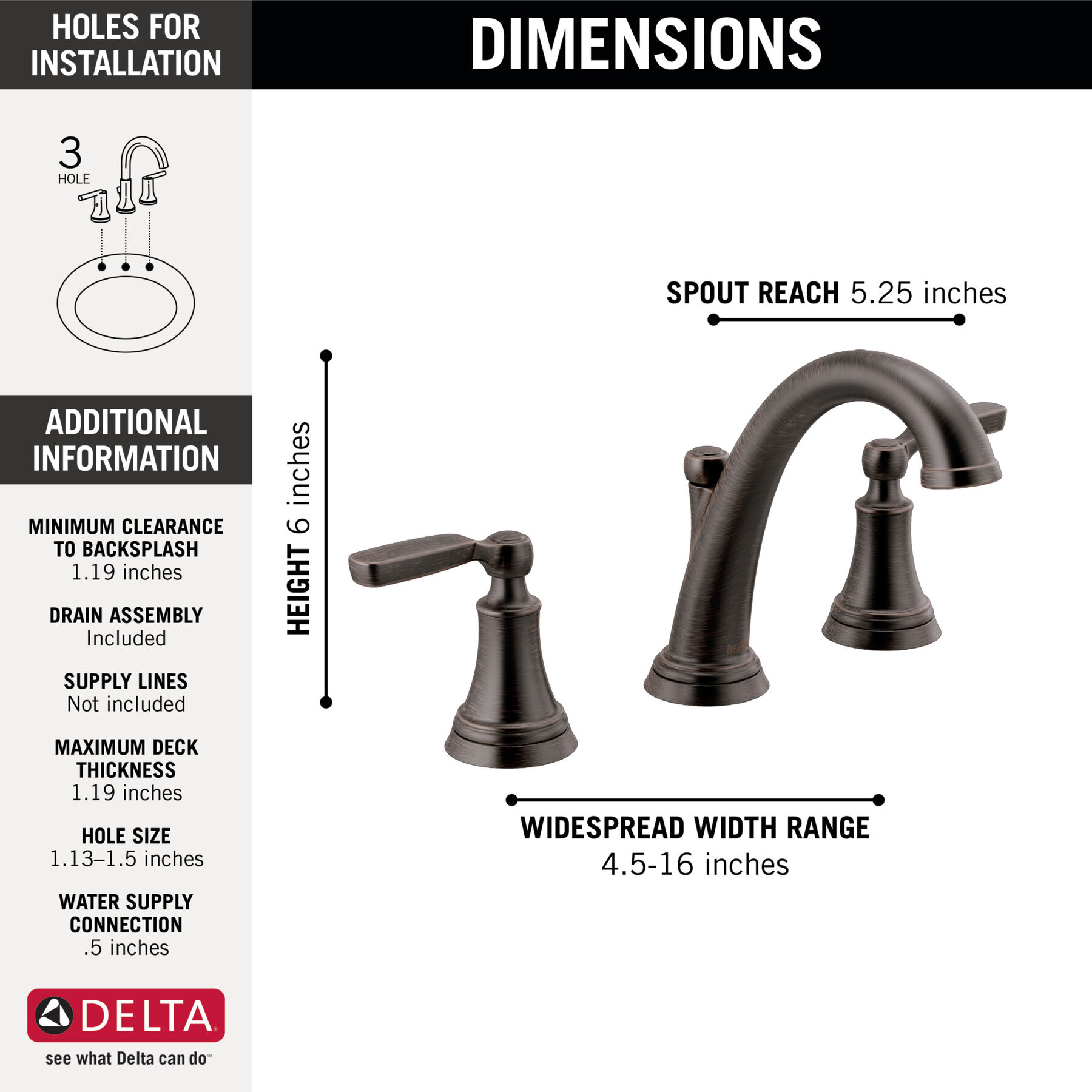 Llave para baño de extensión con dos manijas, imagen 1