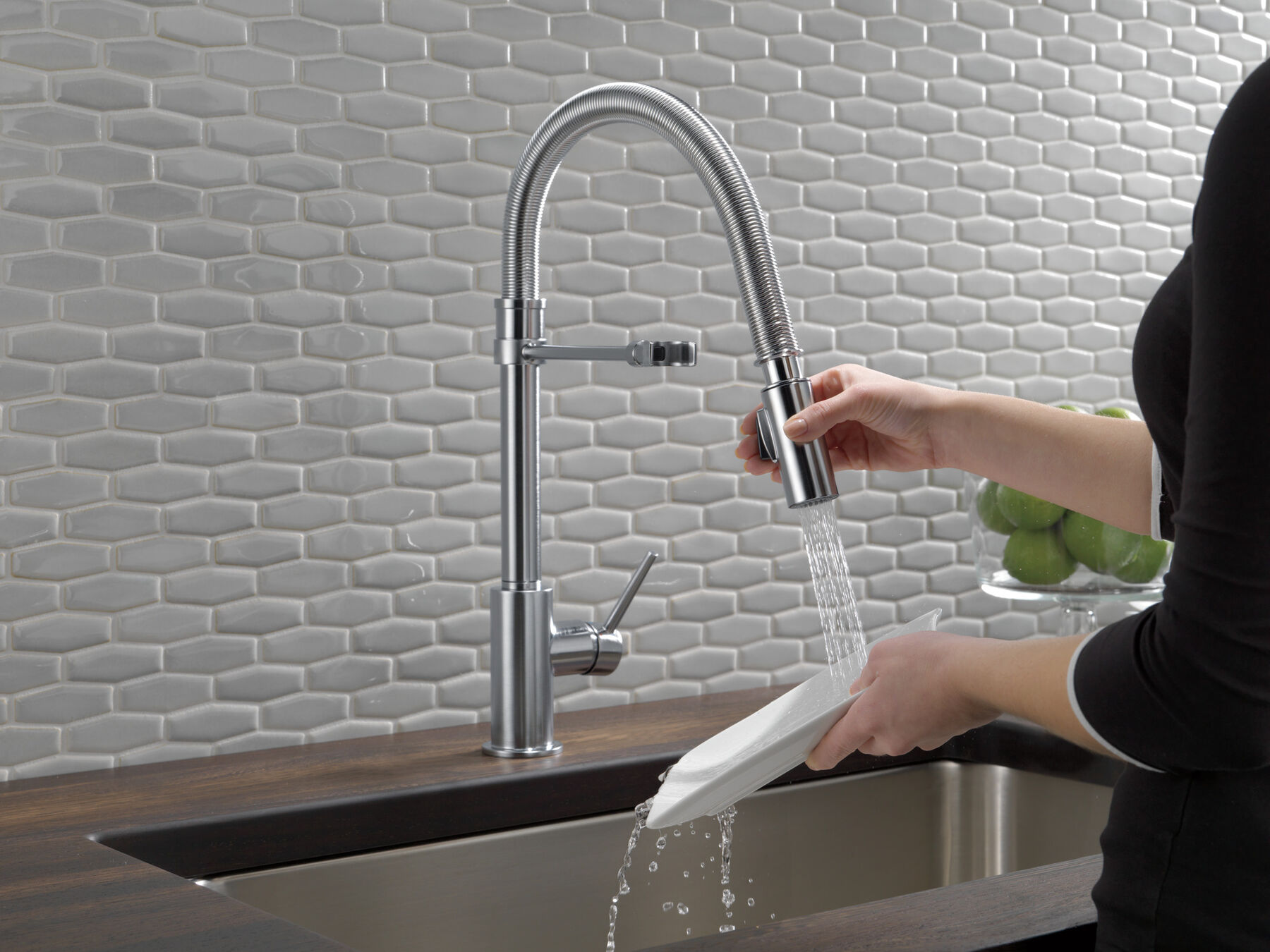 Single-Handle Pull-Down Spring Kitchen Faucet, image 6