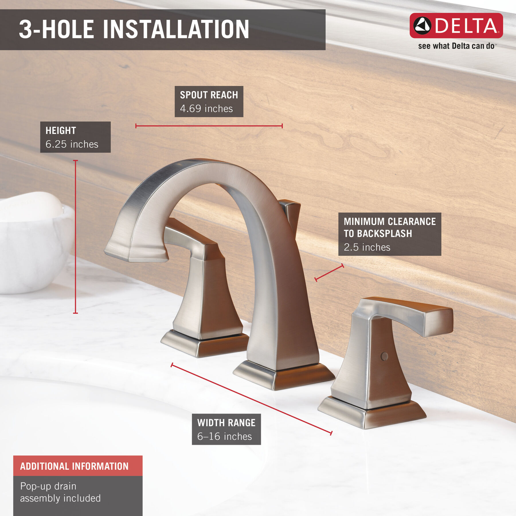 Llave para baño de extensión con dos manijas, imagen 5