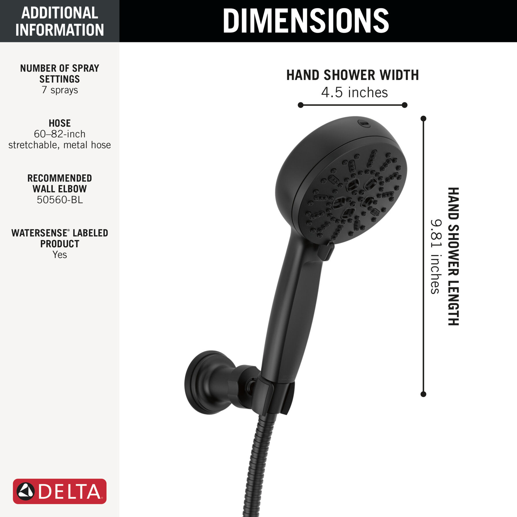7-Setting Wall Mount Hand Shower with Cleaning Spray (Recertified), image 5