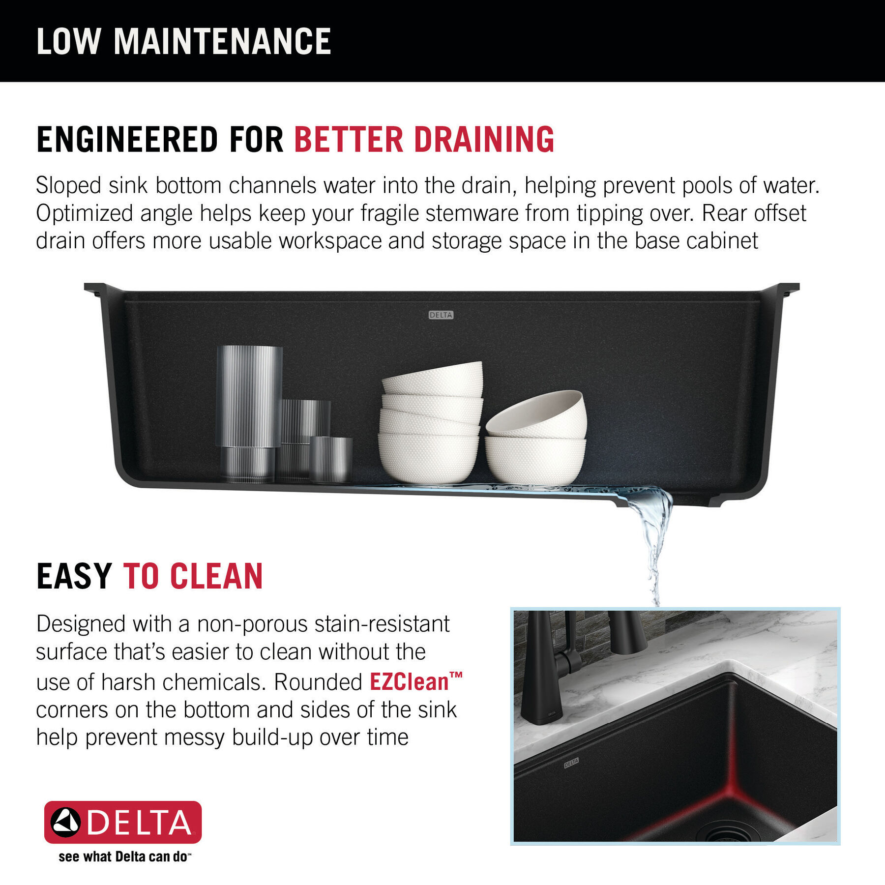 Lavabo de cocina tipo estación de trabajo con un receptáculo de compuesto de granito de 30" de montaje bajo encimera, con reborde WorkFlow™ y accesorios en negro metálico, imagen 8