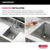 Lavabo de cocina para barra/preparación de alimentos tipo estación de trabajo con un receptáculo de acero inoxidable calibre 16 de 17" de montaje bajo encimera, con reborde WorkFlow™ y accesorios