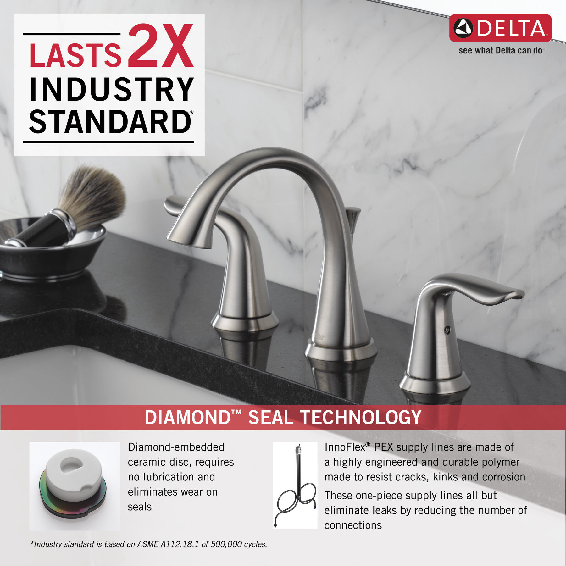 Llave para baño de extensión con dos manijas, imagen 3