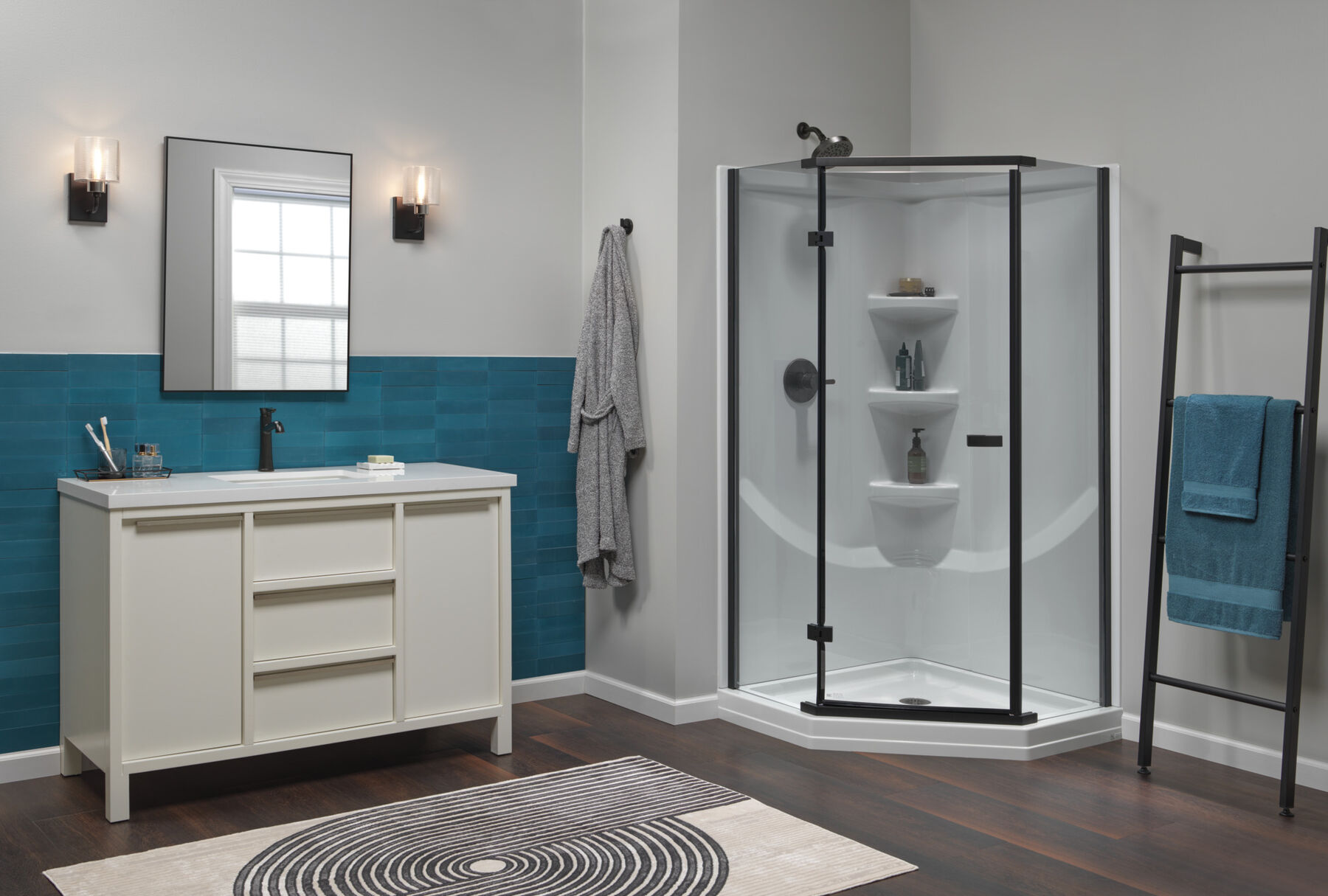 38x38 Corner Shower Bundle with Door - Classic Neo with Direct-to-Stud Wall Set, image 2