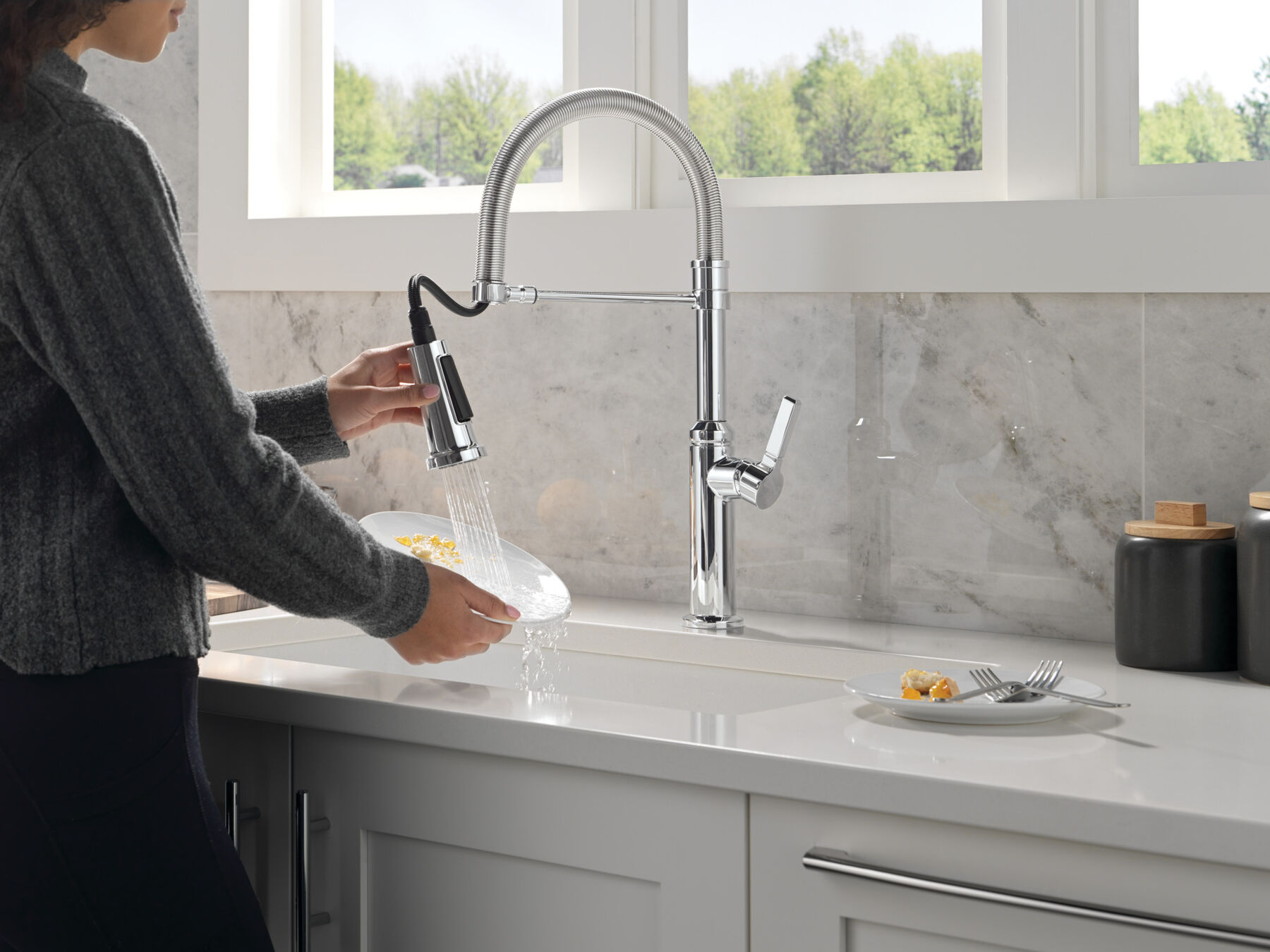 Llave para cocina monomando extensible con salida con resorte, imagen 6
