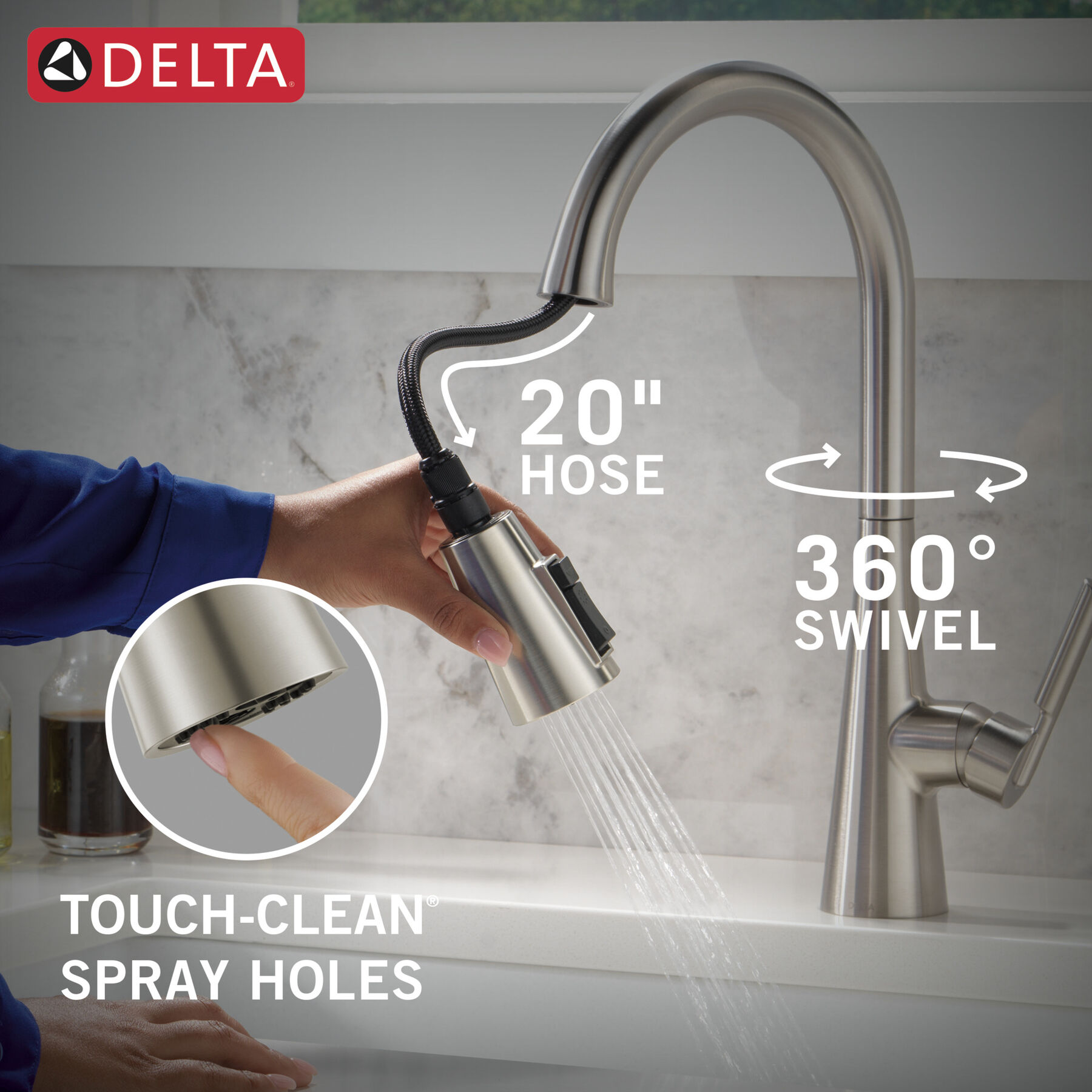 Llave para cocina monomando extensible con tecnología ShieldSpray, imagen 6