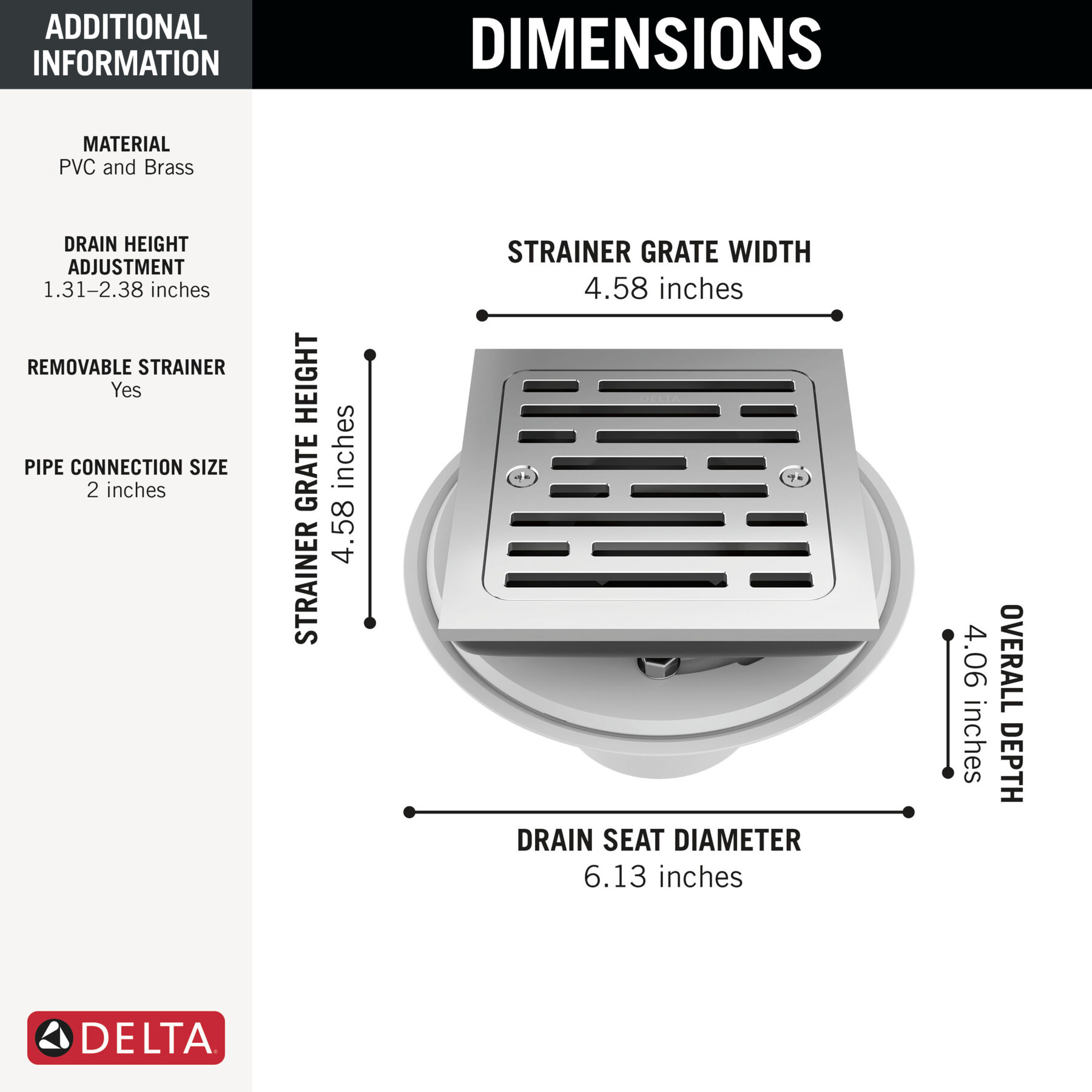 4" Tile-In Square Shower Drain, image 1
