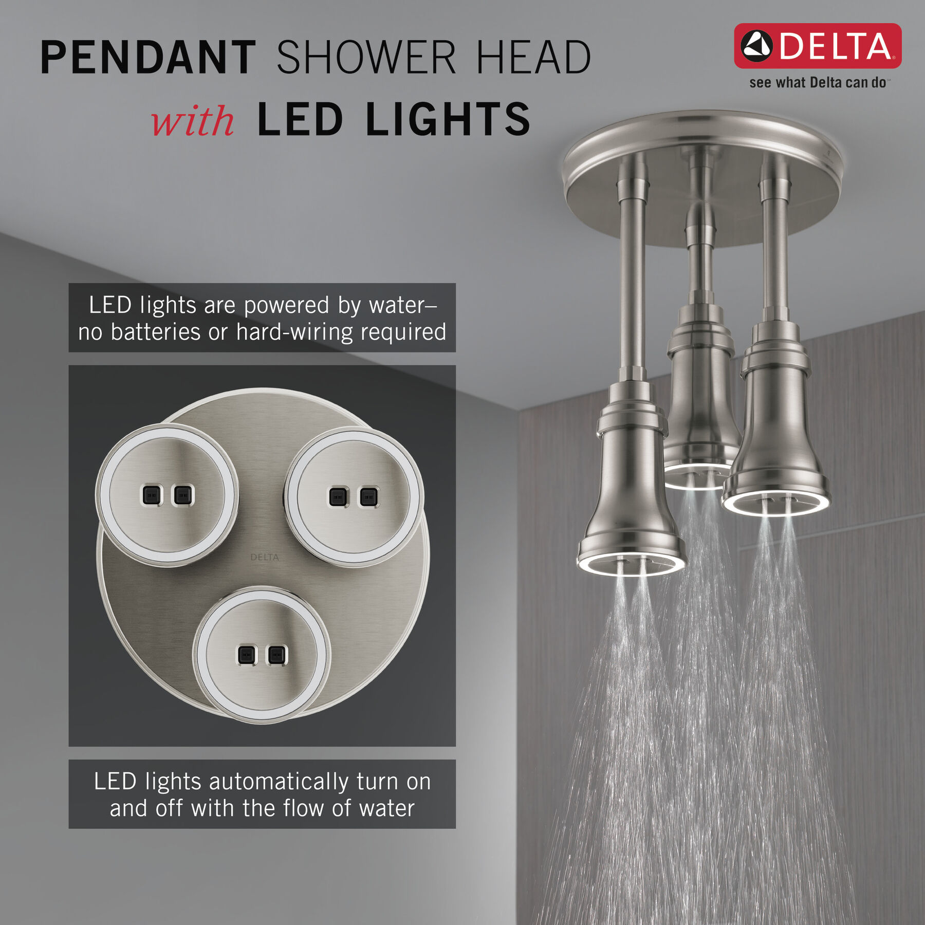 Regadera tipo lluvia colgante H<sub>2</sub>Okinetic® con luz de LED, imagen 2